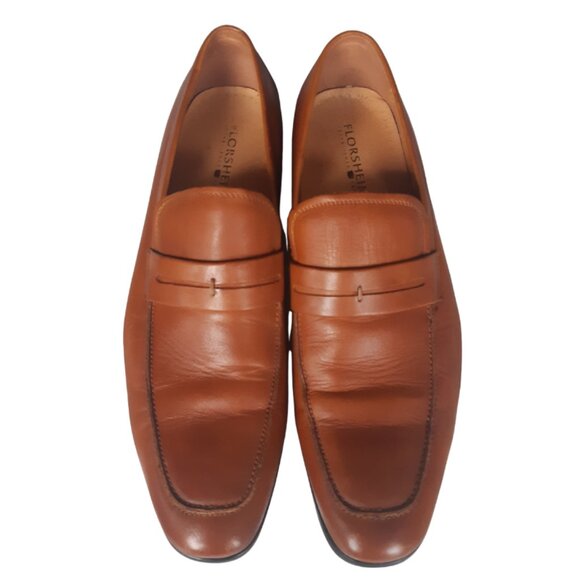 Florsheim Loafers SZ 12D Men's Tan Leather w/ Rubber Sole - Picture 2 of 14